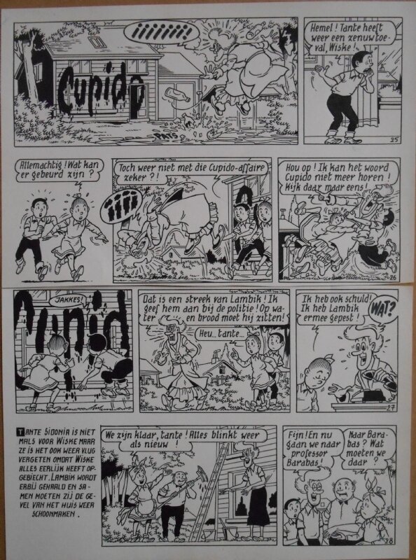Paul Geerts, Suske en Wiske - 175 - De kadulle Cupido - strook 25 tot 28 - Planche originale