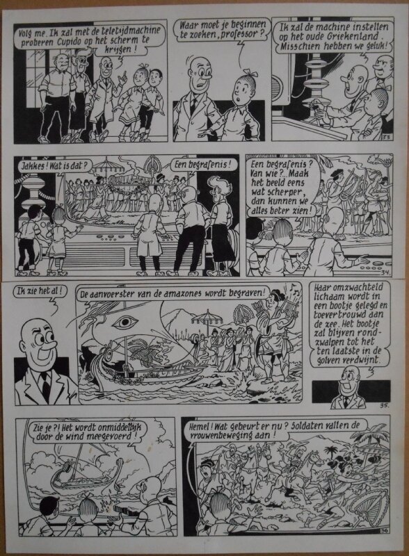 Paul Geerts, Suske en Wiske - 175 - De kadulle Cupido - strook 33 tot 36 - Planche originale