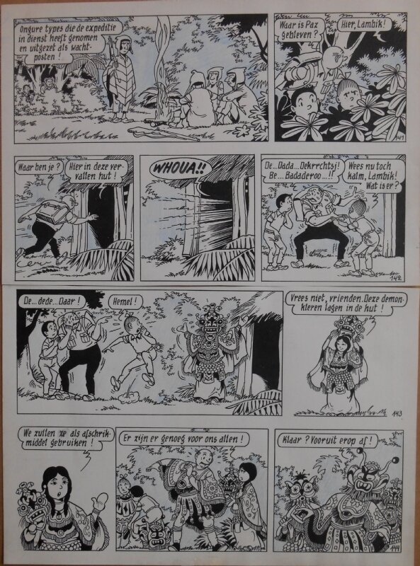 Paul Geerts, Suske en Wiske - 176 - De pompenplanters - strook 141 tot 144 - Planche originale