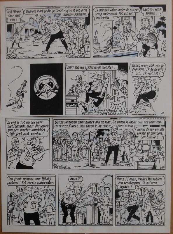 Paul Geerts, Suske en Wiske - 176 - De pompenplanters - strook 65 tot 68 - Planche originale