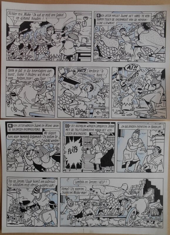 Paul Geerts, Suske en Wiske - 177 - De adellijke ark - strook 121 tot 124 - Planche originale