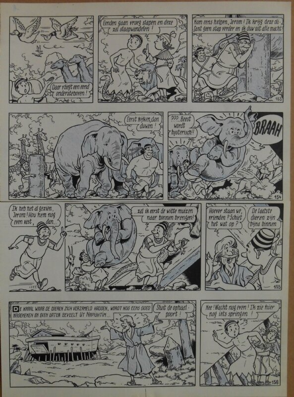 Paul Geerts, Suske en Wiske - 177 - De adellijke ark - strook 153 tot 156 - Planche originale