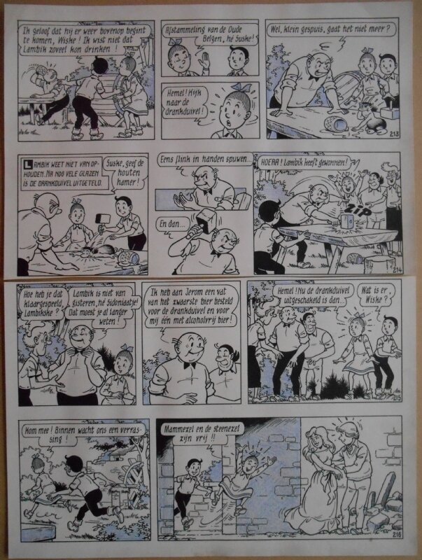 Paul Geerts, Suske en Wiske - 178 - De stoute steenezel - strook 213 tot 216 - Comic Strip