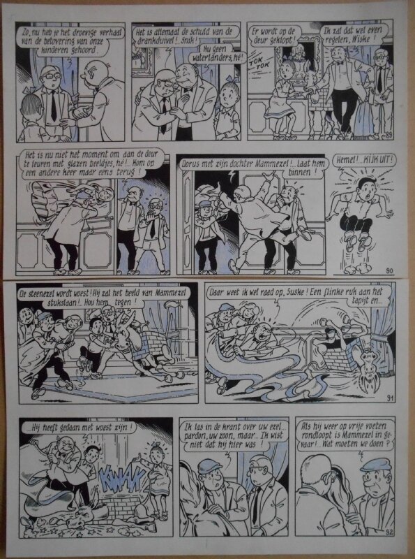 Paul Geerts, Suske en Wiske - 178 - De stoute steenezel - strook 89 tot 92 - Planche originale