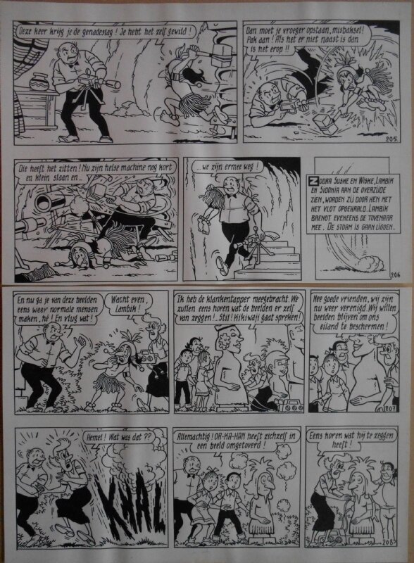 Paul Geerts, Suske en Wiske - 179 - De windbrekers - strook 205 tot 208 - Planche originale