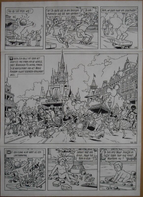 Paul Geerts, Suske en Wiske - 180 - Het kregelige ketje - strook 149 tot 152 - Planche originale
