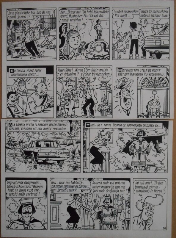 Paul Geerts, Suske en Wiske - 180 - Het kregelige ketje - strook 17 tot 20 - Planche originale
