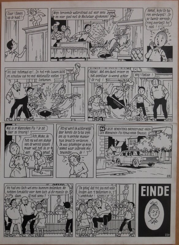 Paul Geerts, Suske en Wiske - 180 - Het kregelige ketje - strook 217 tot 220 - Planche originale
