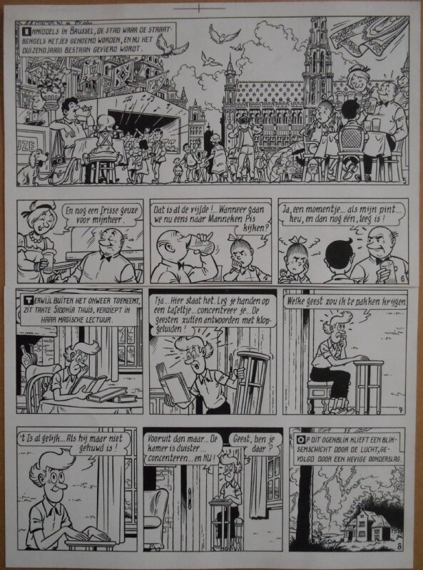 Paul Geerts, Suske en Wiske - 180 - Het kregelige ketje - strook 5 tot 8 - Planche originale
