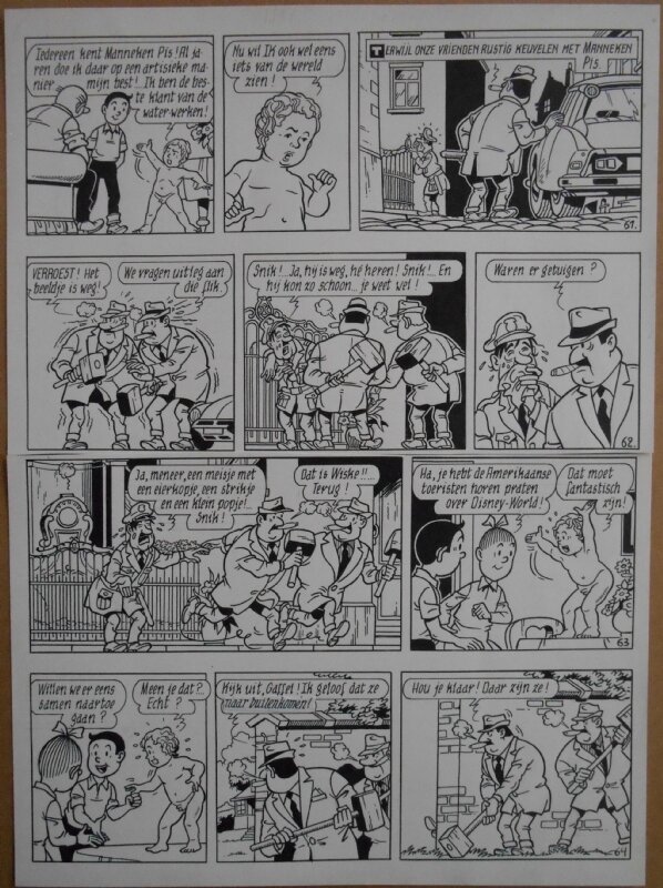 Paul Geerts, Suske en Wiske - 180 - Het kregelige ketje - strook 61 tot 64 - Planche originale