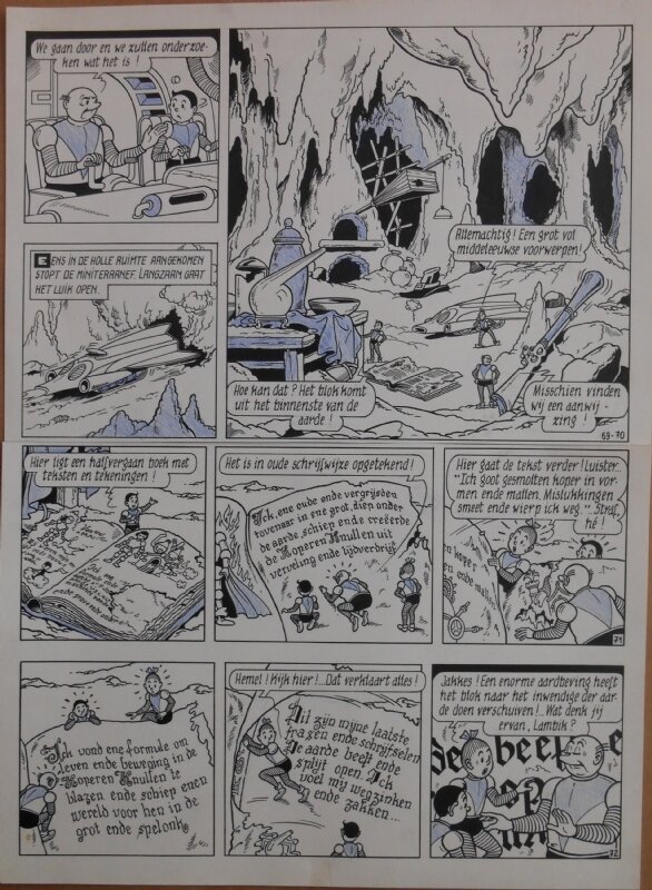 Paul Geerts, Suske en Wiske - 182 - De koperen knullen - strook 69 tot 72 - Planche originale