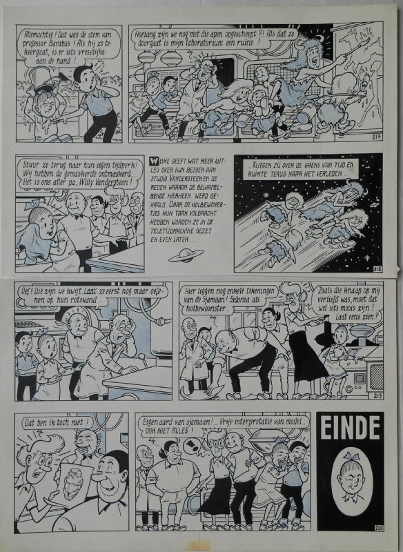 Paul Geerts, Suske en Wiske - 189 - De belhemal bende - Planche originale