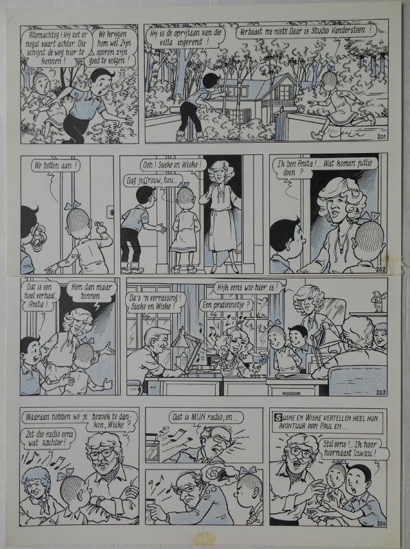 Paul Geerts, Suske en Wiske - 189 - De belhemal bende - Planche originale