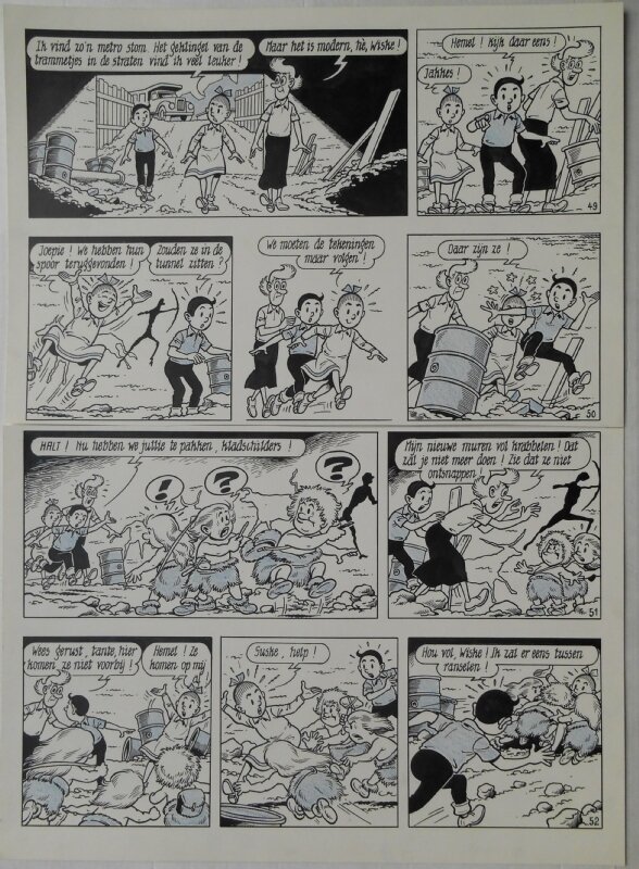 Paul Geerts, Suske en Wiske - 189 - De belhemal bende - Planche originale