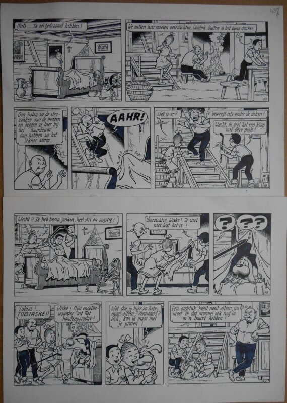 Paul Geerts, Suske en Wiske - 226 - De mysterieuze mijn - strook 17 tot 20 - Planche originale
