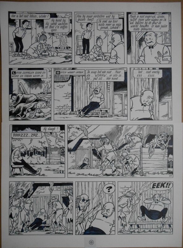 Paul Geerts, Suske en Wiske - 226 - De mysterieuze mijn - strook 37 tot 40 - Planche originale