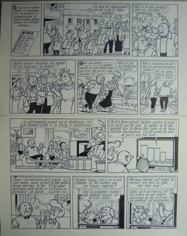 Marc Verhaegen, Suske en Wiske - 268 - De koeiencommissie - Planche originale