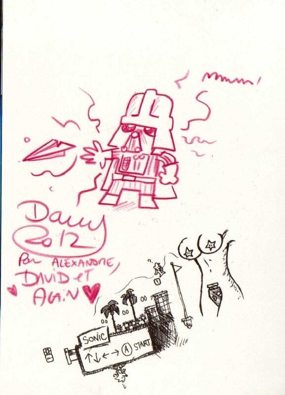 Davy Mourier, Darth Vader - Dédicace sur l'album 50 f pour tout. - Sketch