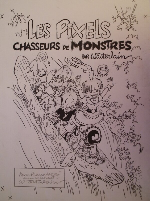 Marc Wasterlain, Les Pixels n° 1, « Chasseurs de Monstres », 2010. - Original Cover