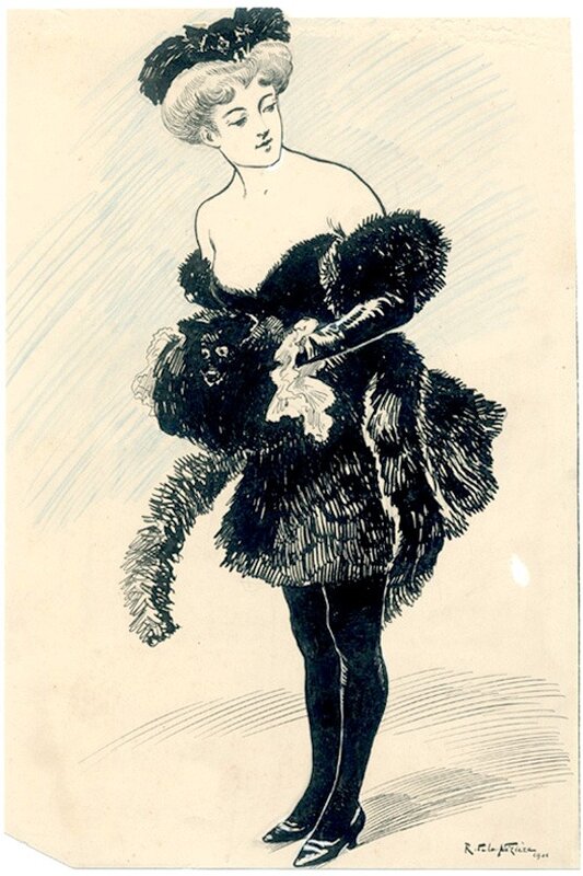 Raymond De La Nezière, Raymond de la Nézière - La Femme au renard (début XXème) - Original Illustration