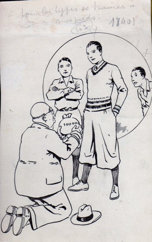 Étienne Le Rallic, Illustration parue dans Coeurs vaillants, années 30 - Illustration originale