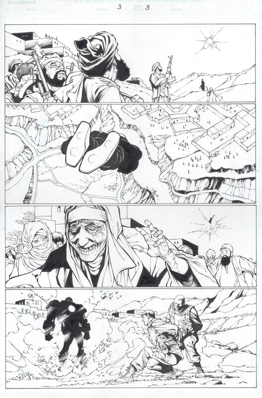 Carlos Pacheco, Danny Miki, Mark Millar, Ultimate Avengers, issue 3, pag. 3 - Planche originale