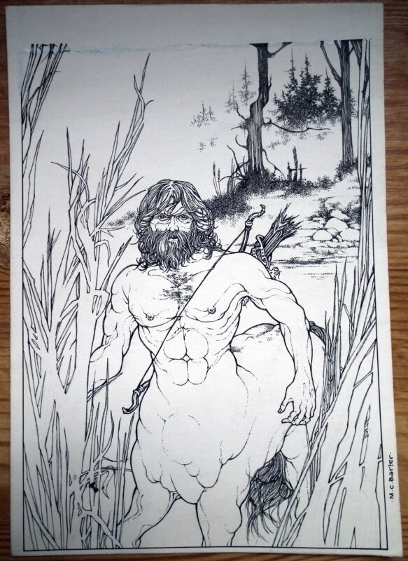 Malcolm Barter, Centaur illustration from the Fighting Fantasy book The Forest Of Doom. - Original Illustration