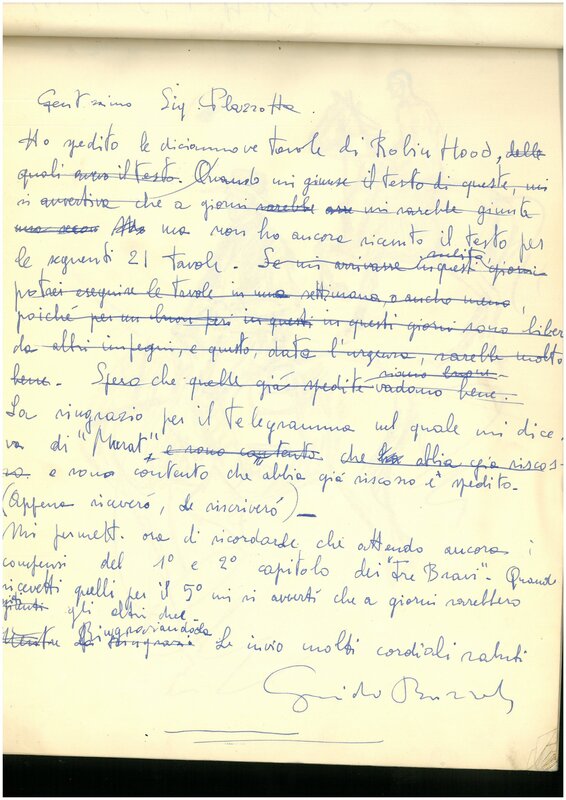 Guido Buzzelli, Page  3: Brouillon de lettre à Enzo Plazzotta - Œuvre originale