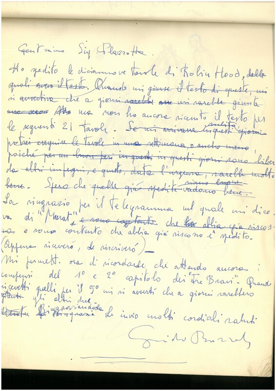 Guido Buzzelli, Page  3: Brouillon de lettre à Enzo Plazzotta - Original art