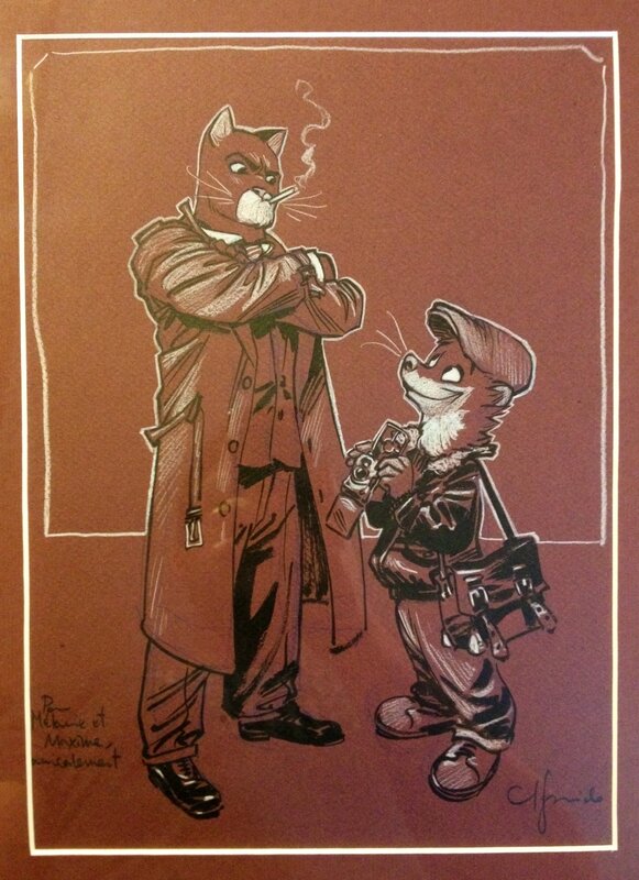 Blacksad et Weekly par Juanjo Guarnido - Illustration originale