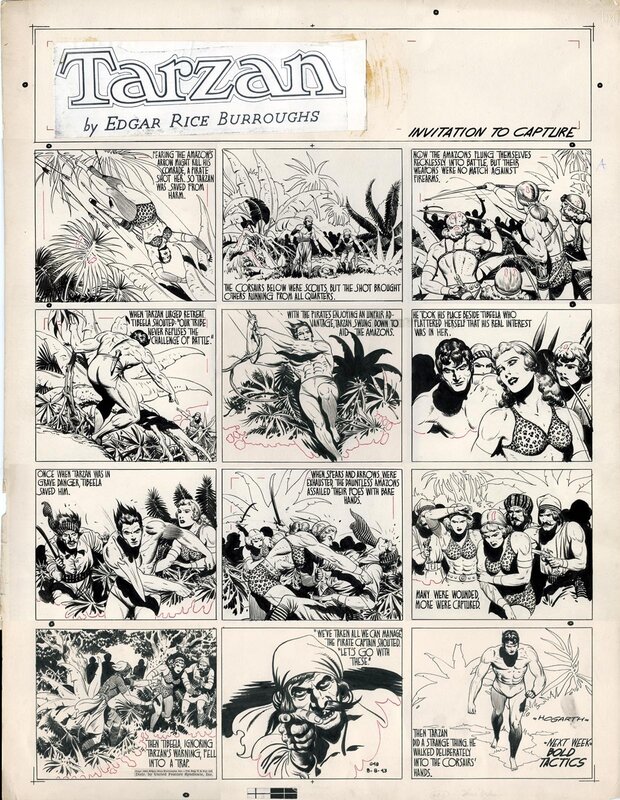 Burne Hogarth, Tarzan contre les Barbares - Planche originale