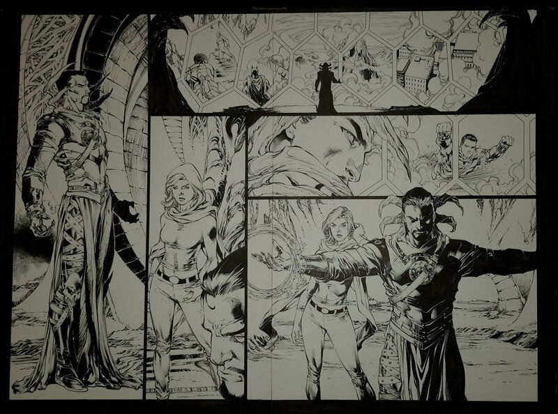 Convergence #6 P8-9 par Ed Benes - Planche originale