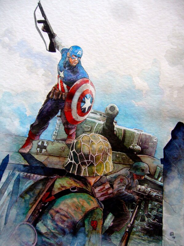 Captain América WW2 par Fabrice Le Hénanff - Planche originale