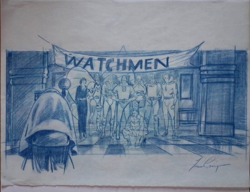 Trevor Goring, Watchmen movie concept artwork - Minutemen team photo - Original Illustration