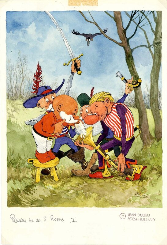 Jean Dulieu, Paulus en de drie rovers - Original Illustration