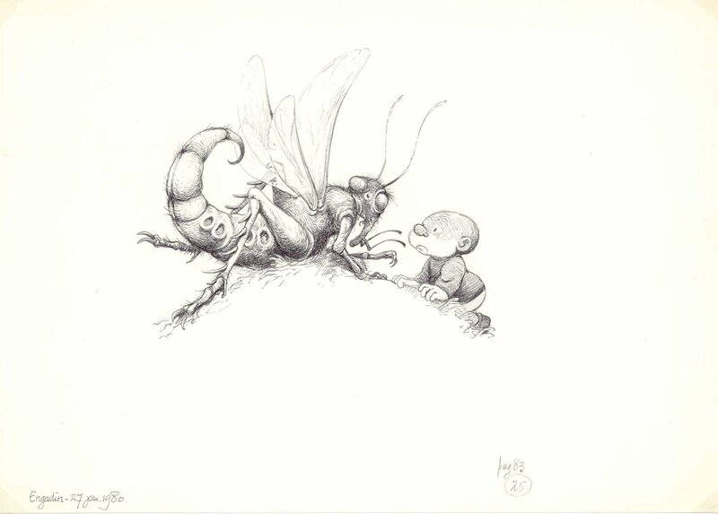 Jean Dulieu, Paulus en de insekten - Illustration originale