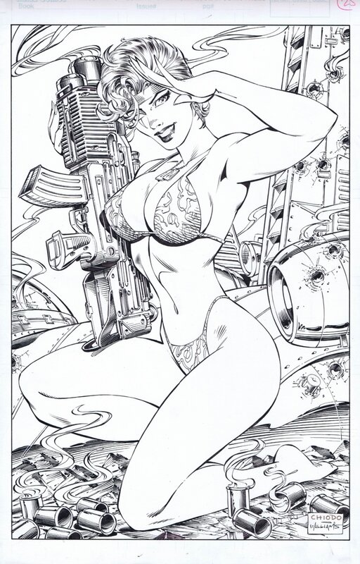 Joe Chiodo, Scott Williams, Homage Studios Swimsuit Special #1 P26 : Ballistic - Illustration originale