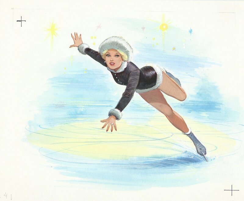 Patineuse sur glace by Jean Sidobre - Original Illustration