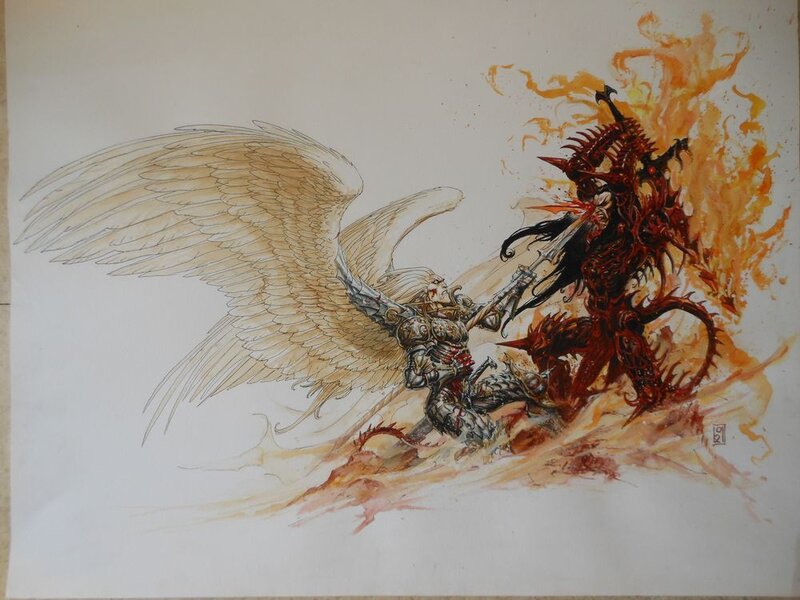 La guerre des Dieux par Olivier Ledroit - Illustration originale