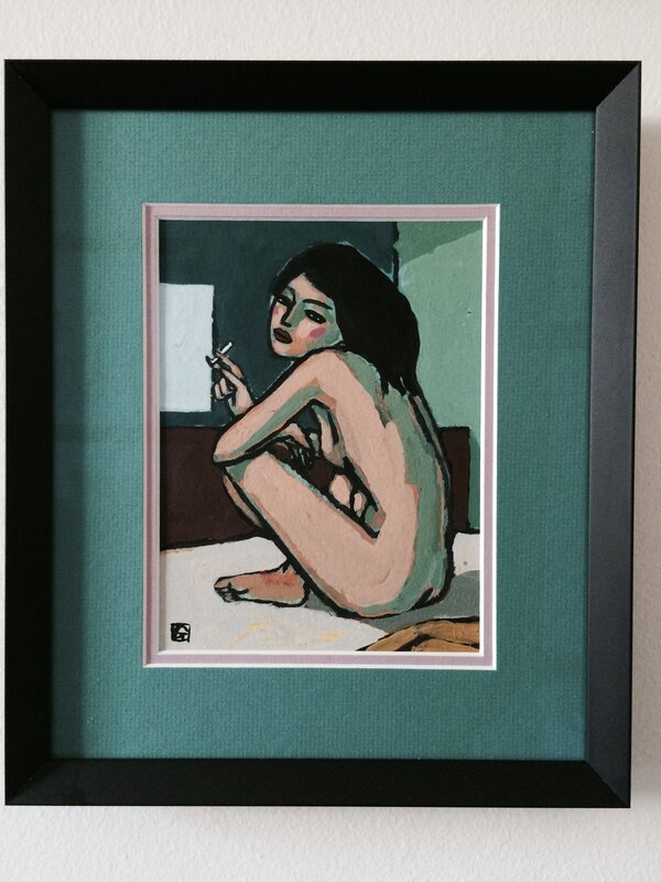 Nu à la cigarette par Jean-Claude Götting - Illustration originale