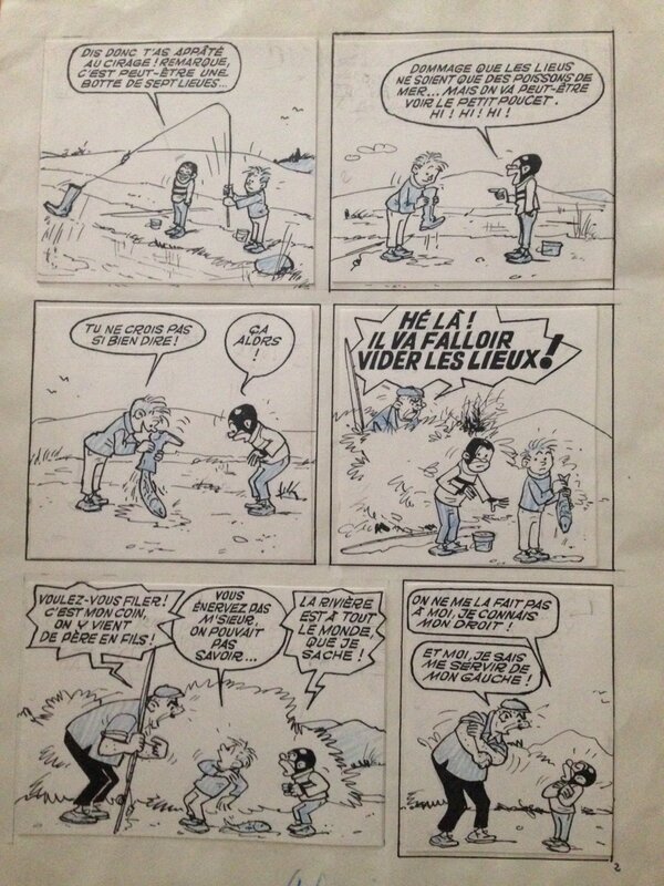 Bibi Fricotin à la pêche (P. Lacroix / planche 2 - 1970) - Planche originale