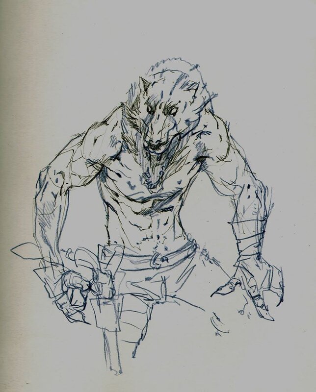 Gunslinger wolf by Lionel Marty - Original Illustration
