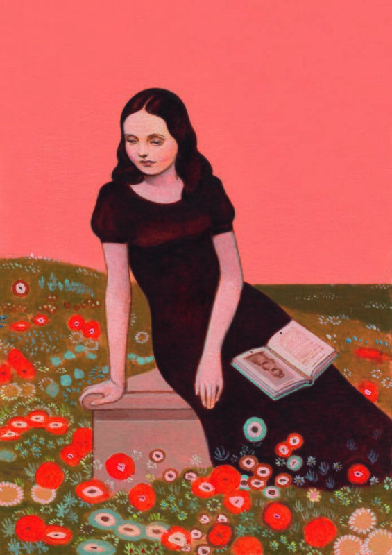 Lectrice aux fleurs par Pierre Mornet - Illustration originale