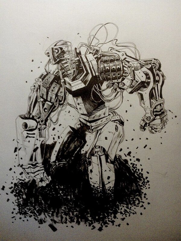 Robot A by Lionel Marty - Original Illustration
