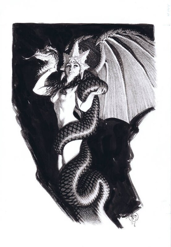 Morgana ink illustration by Mark Schultz - Illustration originale