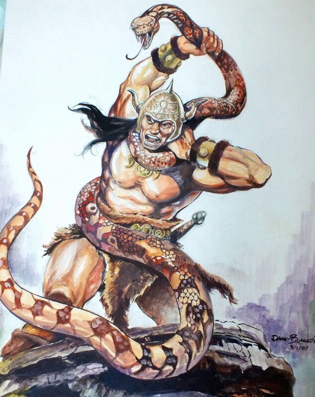 Conan vs Snake by Dan Bulanadi - Original Illustration