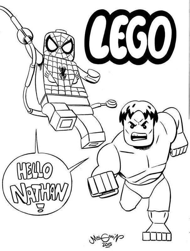 Spiderman et hulk lego par chris malgrain - Illustration originale
