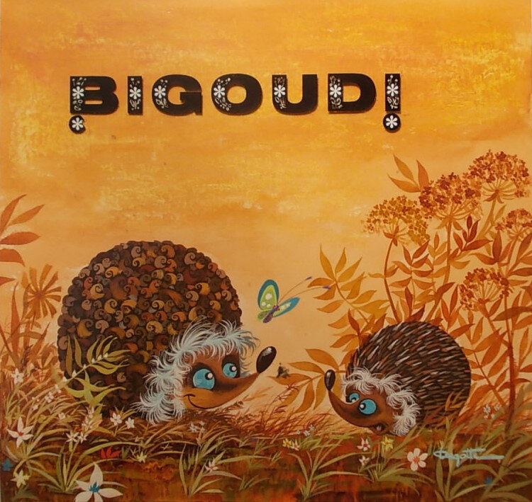 Charles Degotte, Michel Matagne, Bigoudi, « Bigoudi, le petit Hérisson frisé », couverture, 1966. - Couverture originale