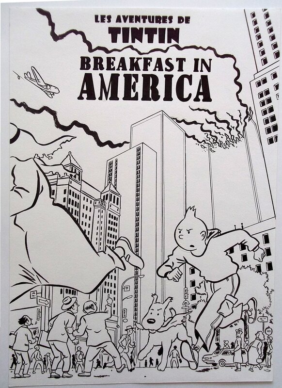 Deloupy, Hommage à Tintin en Amérique - Original Illustration