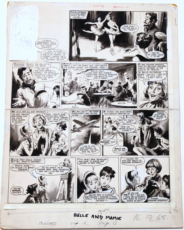 Leslie Otway, Belle & Mamie  - revue Princess du  10 octobre 1965 - Planche originale